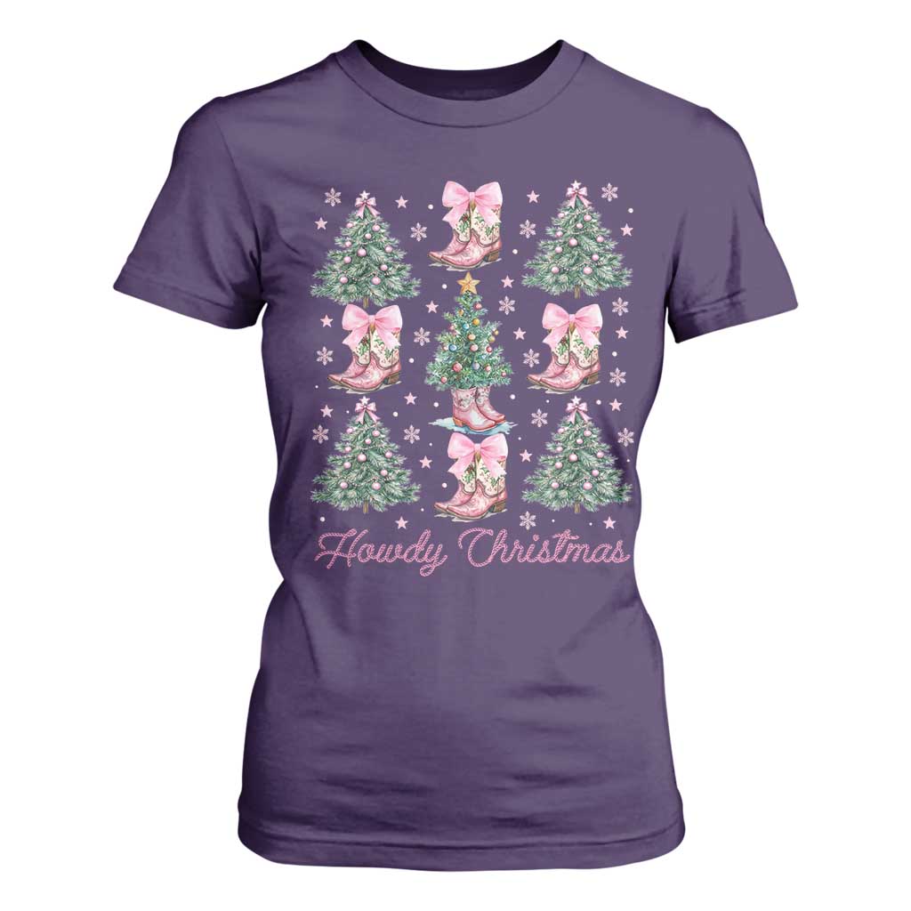 Howdy Christmas T Shirt For Women Coquette Christmas Tree Cowgirl TS09 Purple Print Your Wear