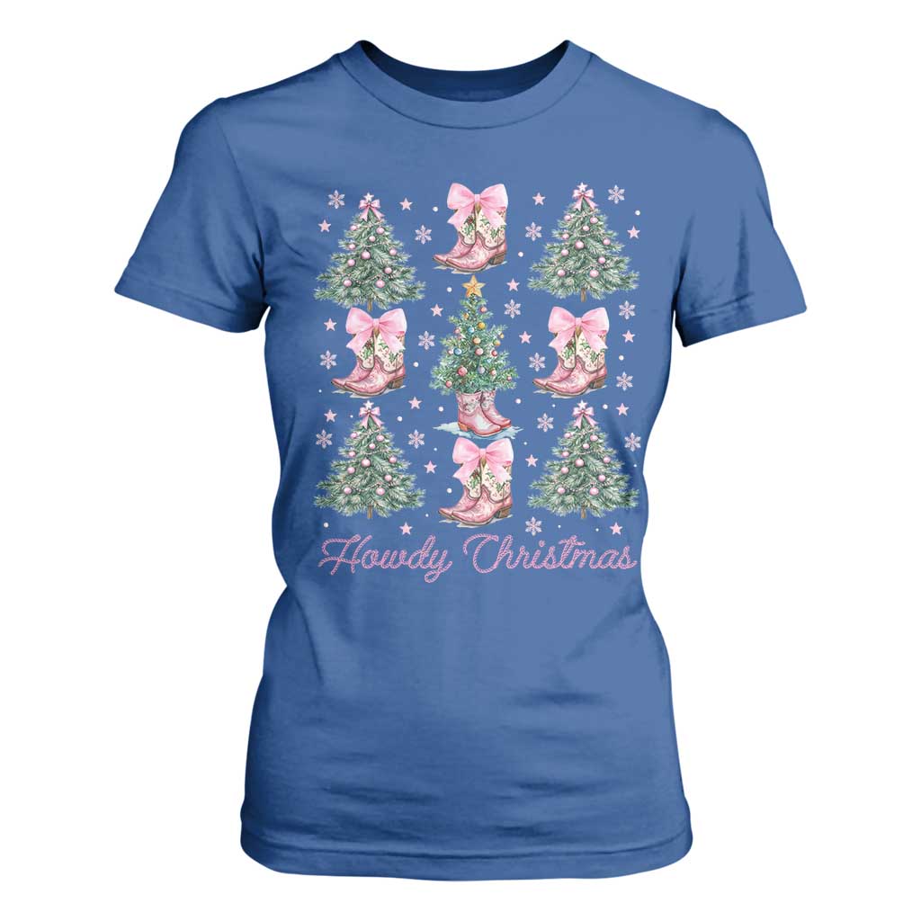 Howdy Christmas T Shirt For Women Coquette Christmas Tree Cowgirl TS09 Royal Blue Print Your Wear