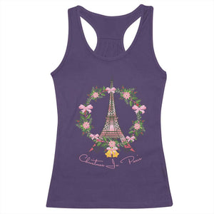 Joyeux Noel Eiffel Tower Christmas In Paris Racerback Tank Top TS09 Purple Print Your Wear