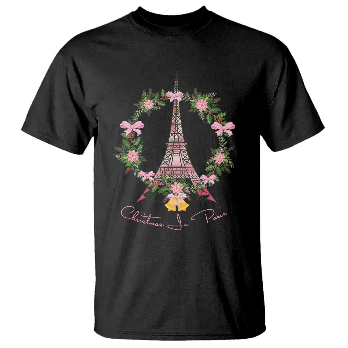 Joyeux Noel Eiffel Tower Christmas In Paris T Shirt TS09 Black Print Your Wear