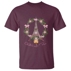 Joyeux Noel Eiffel Tower Christmas In Paris T Shirt TS09 Maroon Print Your Wear