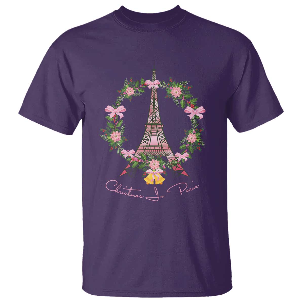 Joyeux Noel Eiffel Tower Christmas In Paris T Shirt TS09 Purple Print Your Wear