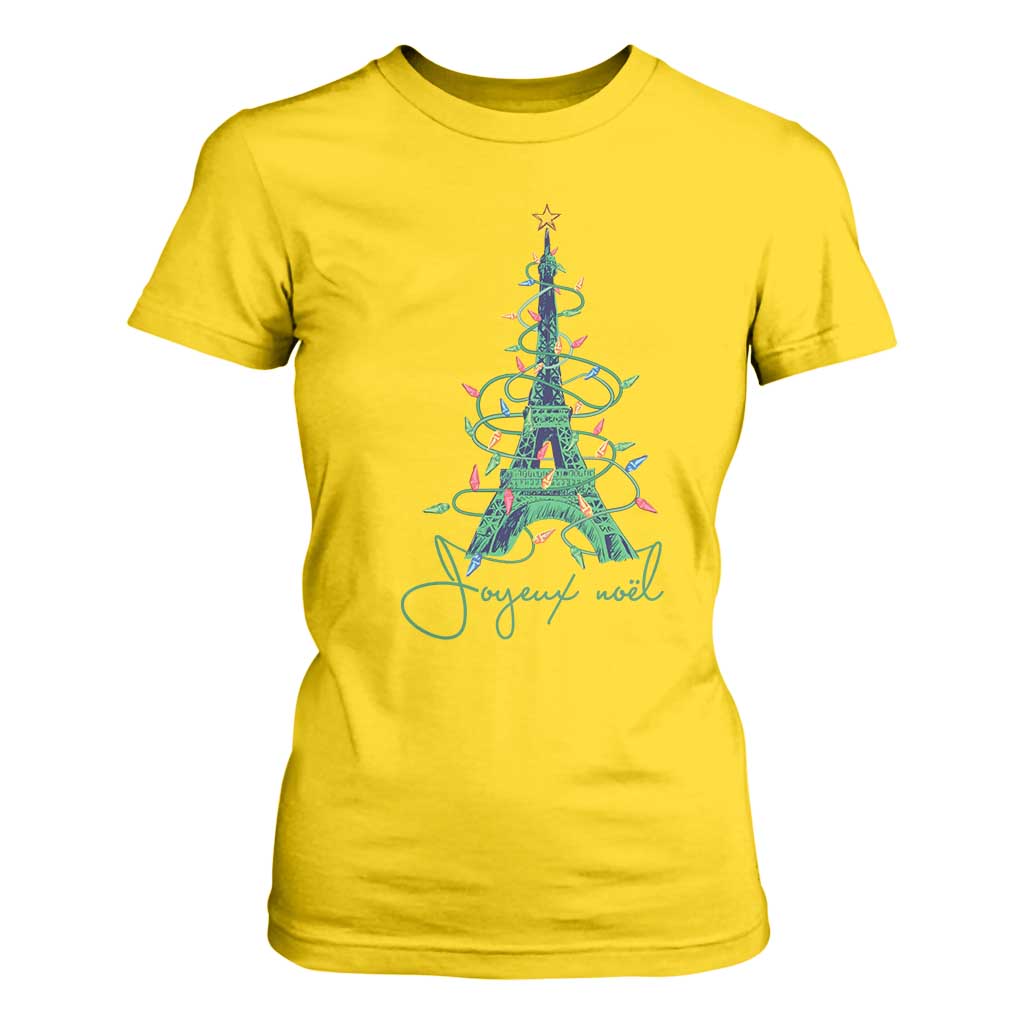 Joyeux Noel Eiffel Tower Christmas Tree T Shirt For Women TS09 Daisy Print Your Wear