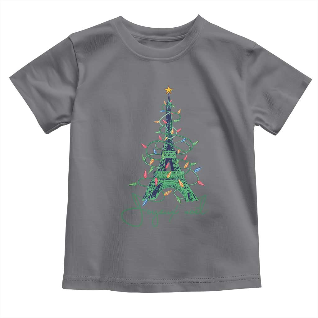 Joyeux Noel Eiffel Tower Christmas Tree Toddler T Shirt TS09 Charcoal Print Your Wear