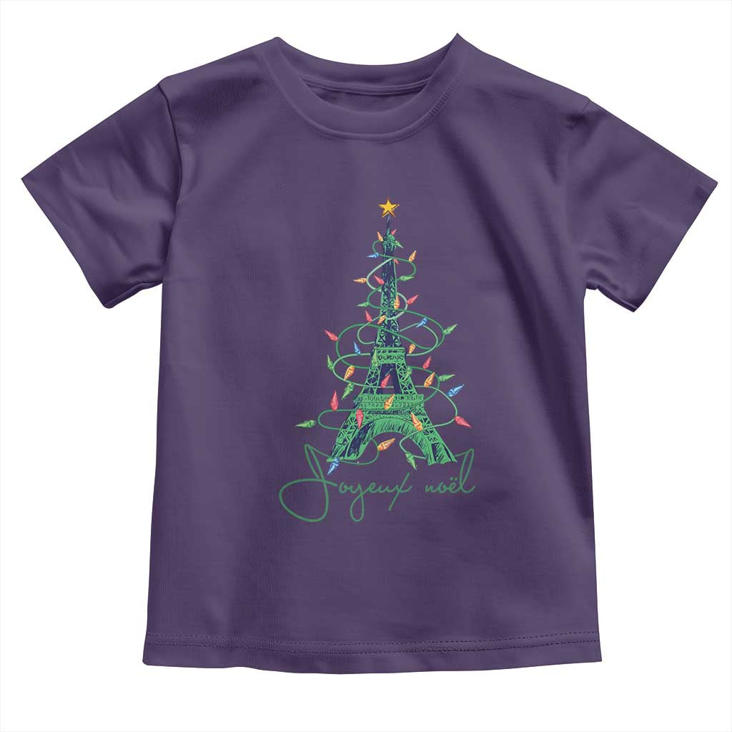 Joyeux Noel Eiffel Tower Christmas Tree Toddler T Shirt TS09 Purple Print Your Wear