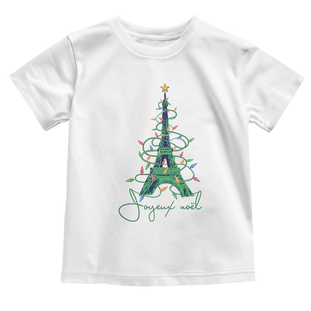 Joyeux Noel Eiffel Tower Christmas Tree Toddler T Shirt TS09 White Print Your Wear