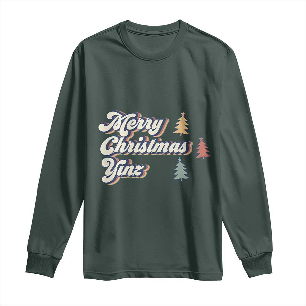 Funny Merry Christmas Yinz Pittsburgh Long Sleeve Shirt TS09 Dark Forest Green Print Your Wear