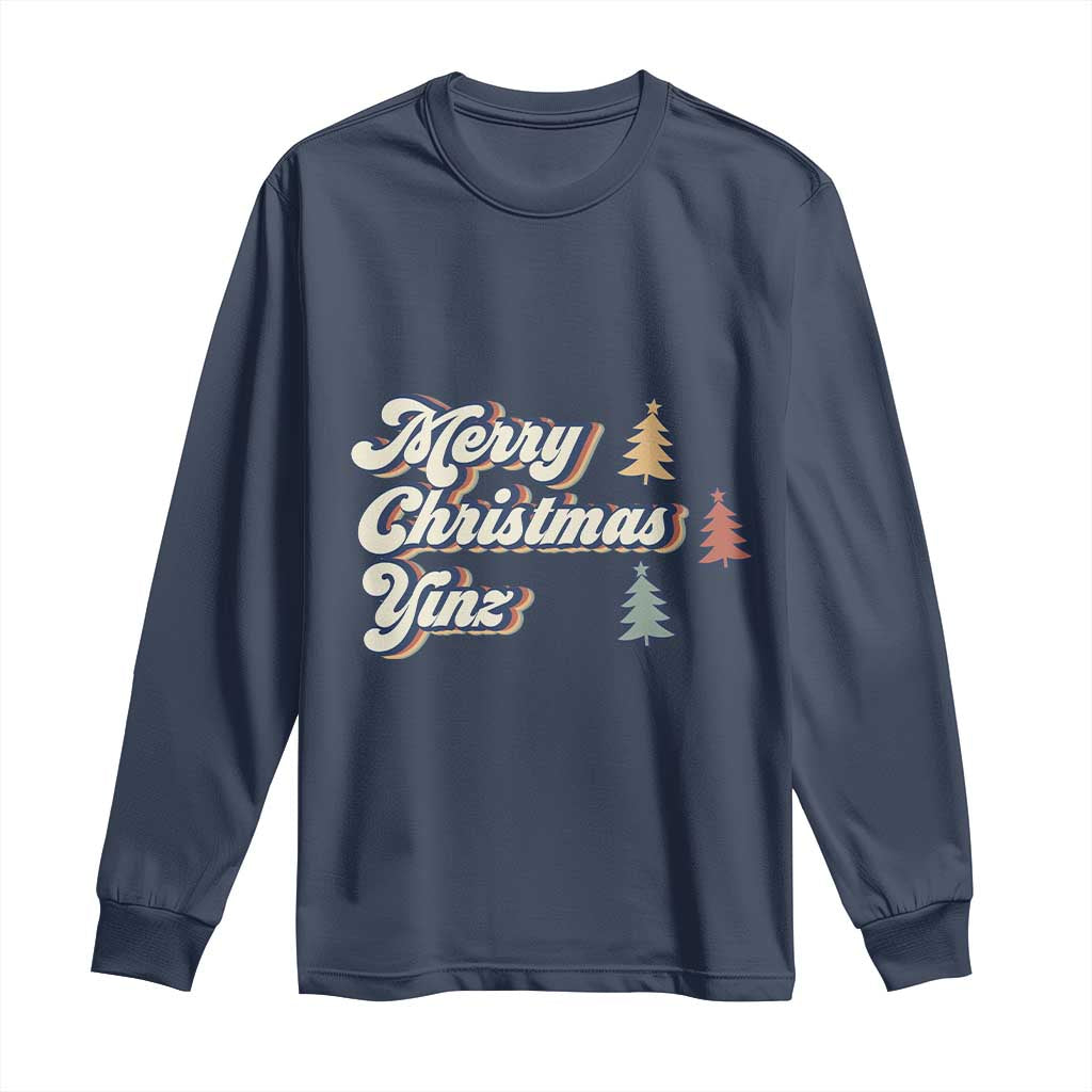 Funny Merry Christmas Yinz Pittsburgh Long Sleeve Shirt TS09 Navy Print Your Wear