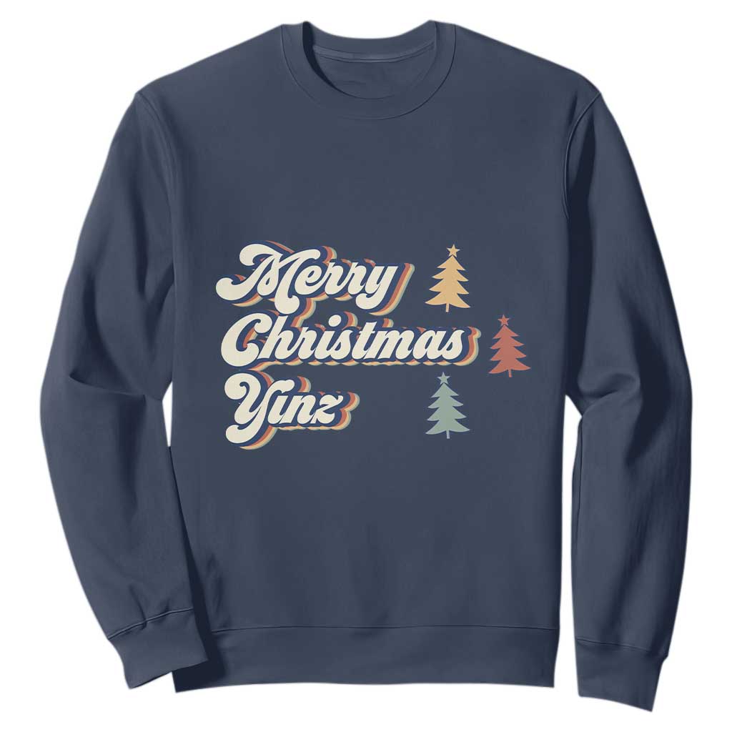 Funny Merry Christmas Yinz Pittsburgh Sweatshirt TS09 Navy Print Your Wear