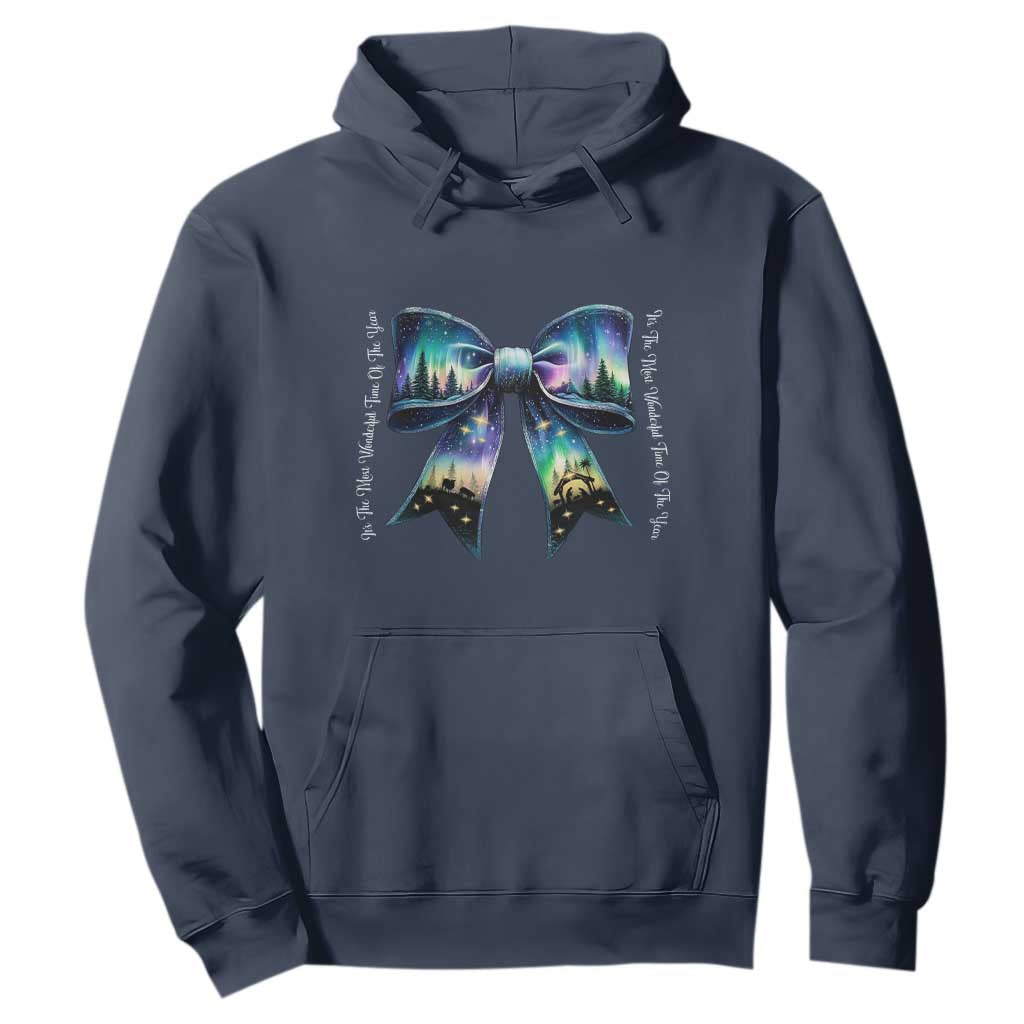 Christmas Alaska Aurora Hoodie Christian Most Wonderful Time Of The Year Coquette Bow TS09 Navy Print Your Wear