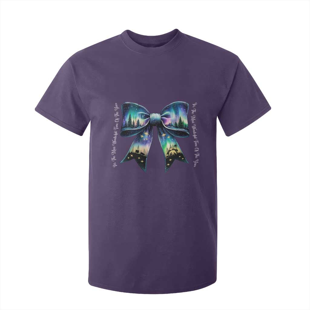 Christmas Alaska Aurora T Shirt For Kid Christian Most Wonderful Time Of The Year Coquette Bow TS09 Purple Print Your Wear