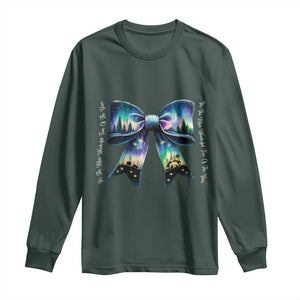 Christmas Alaska Aurora Long Sleeve Shirt Christian Most Wonderful Time Of The Year Coquette Bow TS09 Dark Forest Green Print Your Wear