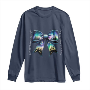 Christmas Alaska Aurora Long Sleeve Shirt Christian Most Wonderful Time Of The Year Coquette Bow TS09 Navy Print Your Wear