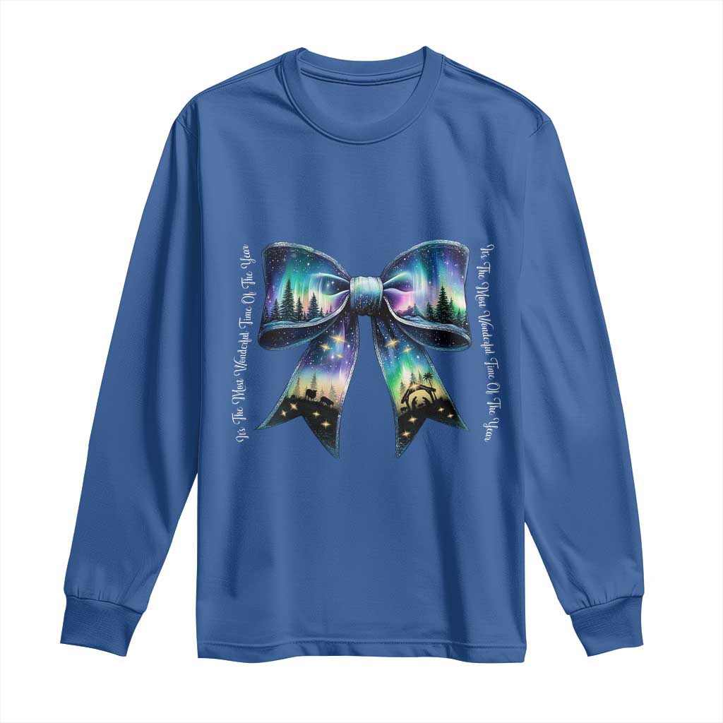 Christmas Alaska Aurora Long Sleeve Shirt Christian Most Wonderful Time Of The Year Coquette Bow TS09 Royal Blue Print Your Wear