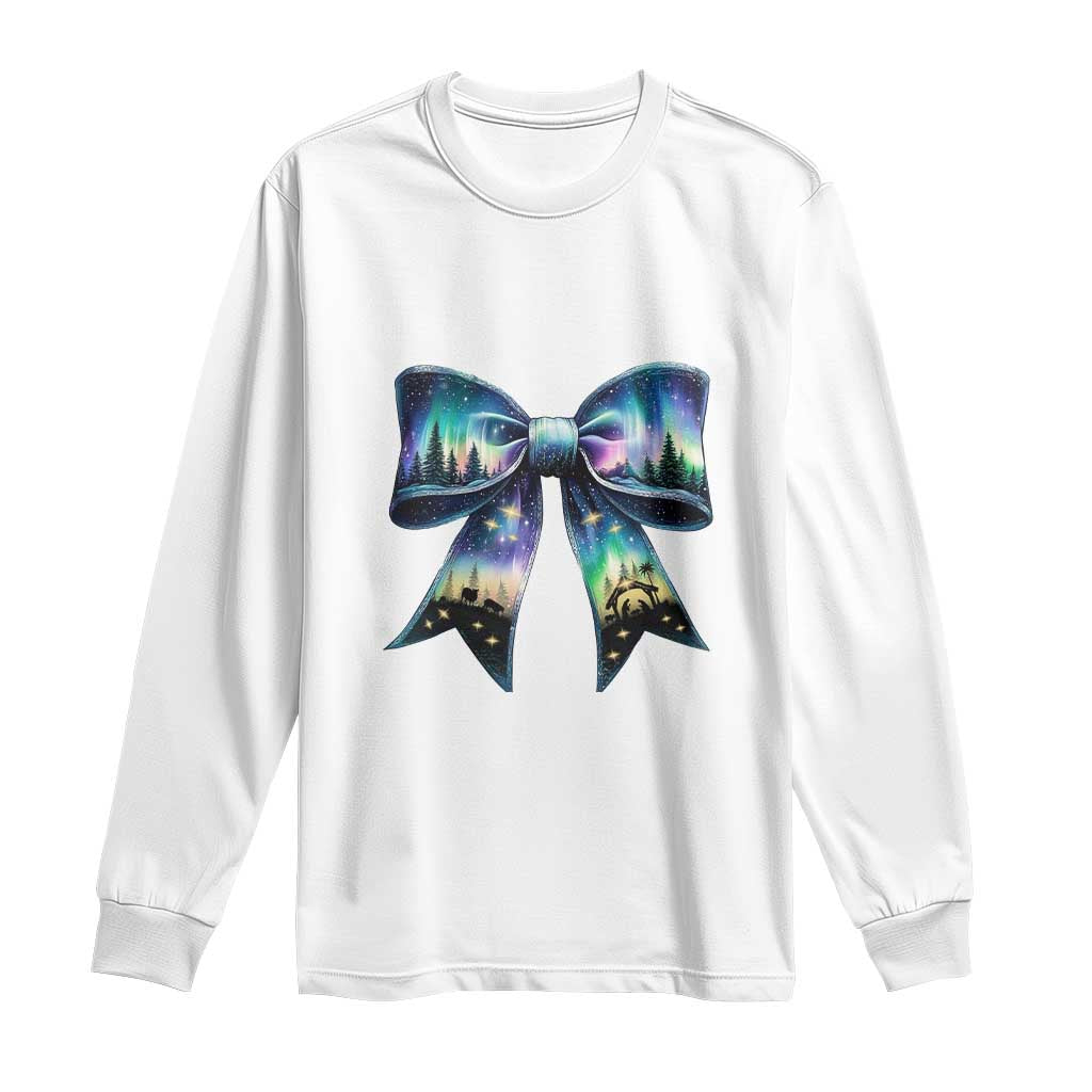 Christmas Alaska Aurora Long Sleeve Shirt Christian Most Wonderful Time Of The Year Coquette Bow TS09 White Print Your Wear