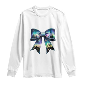 Christmas Alaska Aurora Long Sleeve Shirt Christian Most Wonderful Time Of The Year Coquette Bow TS09 White Print Your Wear