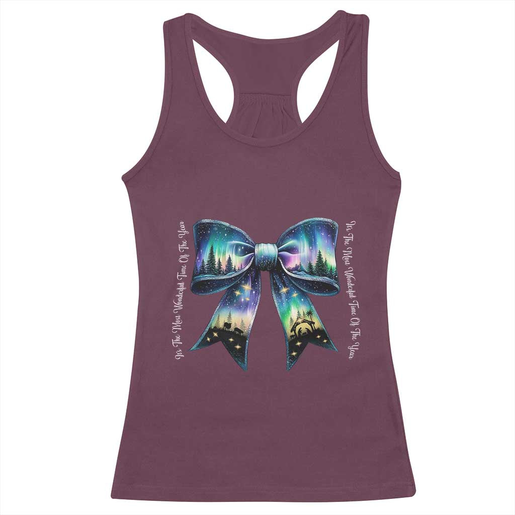 Christmas Alaska Aurora Racerback Tank Top Christian Most Wonderful Time Of The Year Coquette Bow TS09 Maroon Print Your Wear