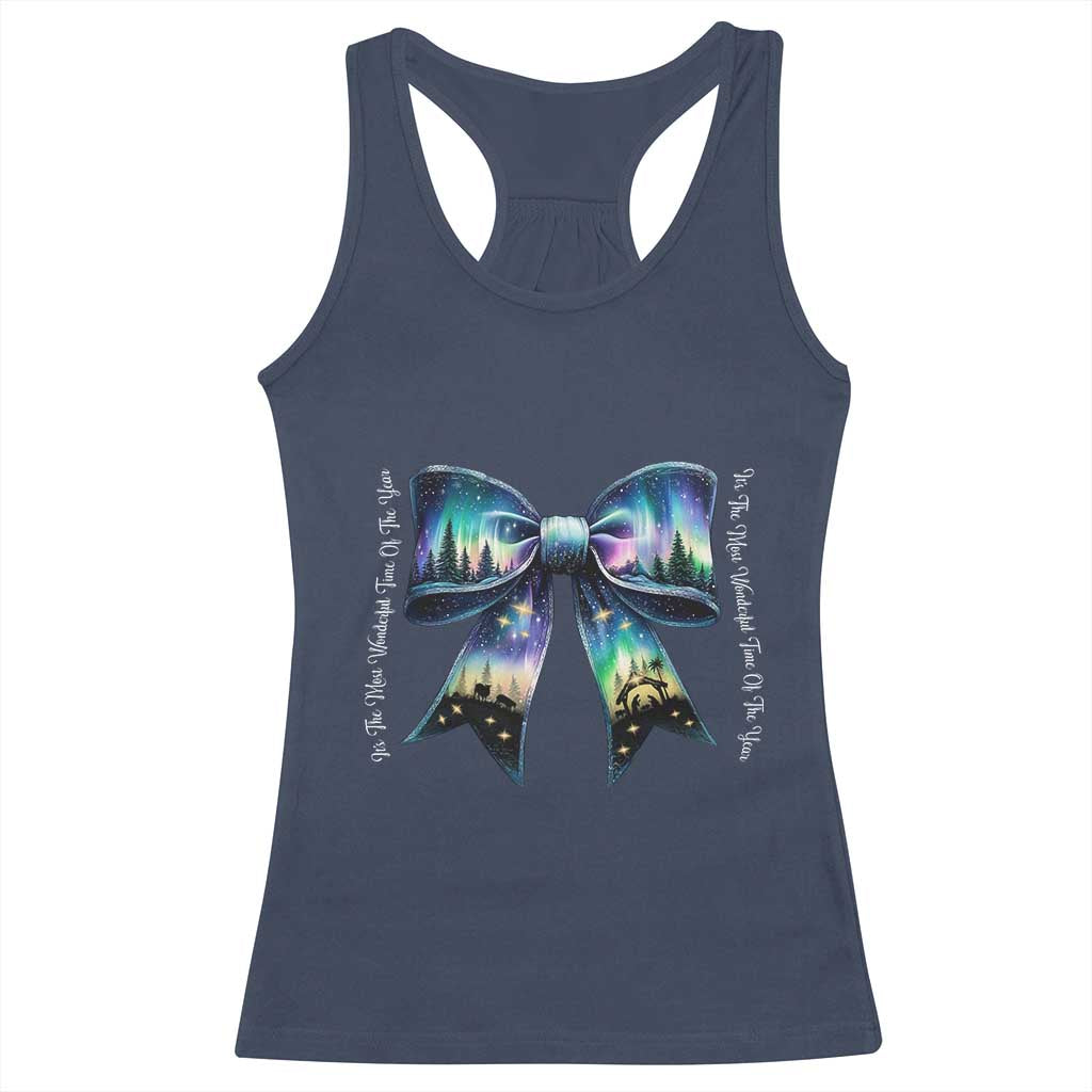 Christmas Alaska Aurora Racerback Tank Top Christian Most Wonderful Time Of The Year Coquette Bow TS09 Navy Print Your Wear