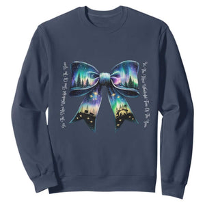 Christmas Alaska Aurora Sweatshirt Christian Most Wonderful Time Of The Year Coquette Bow TS09 Navy Print Your Wear