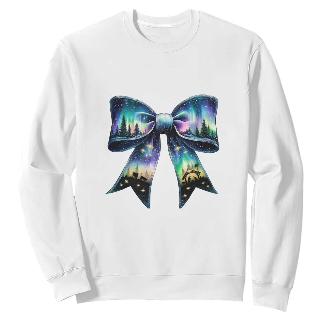 Christmas Alaska Aurora Sweatshirt Christian Most Wonderful Time Of The Year Coquette Bow TS09 White Print Your Wear