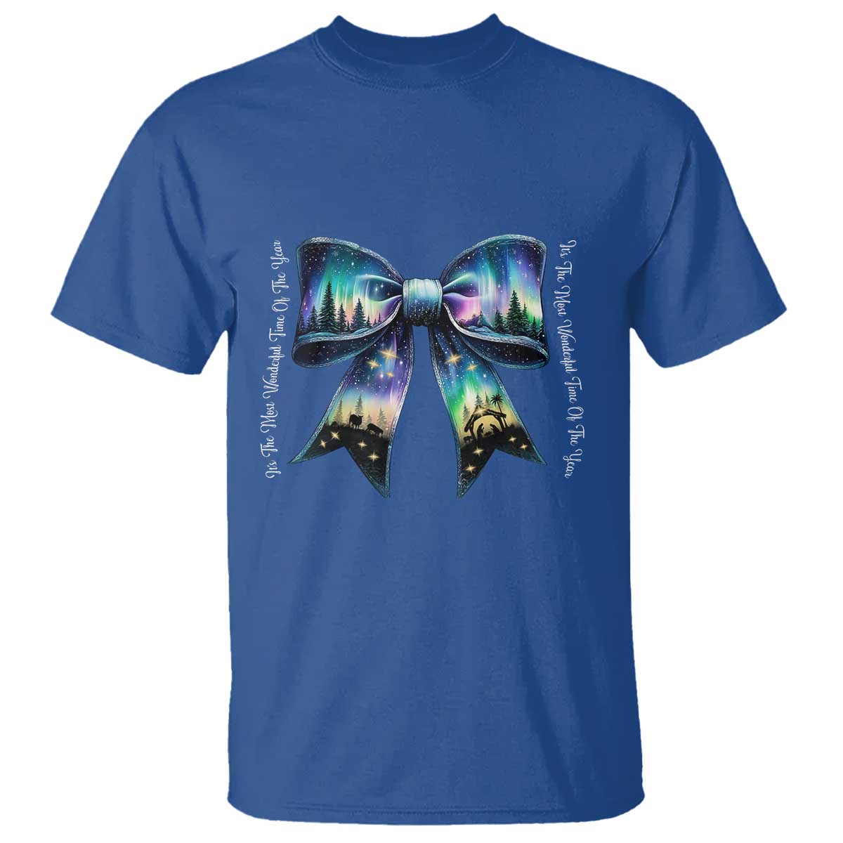 Christmas Alaska Aurora T Shirt Christian Most Wonderful Time Of The Year Coquette Bow TS09 Royal Blue Print Your Wear