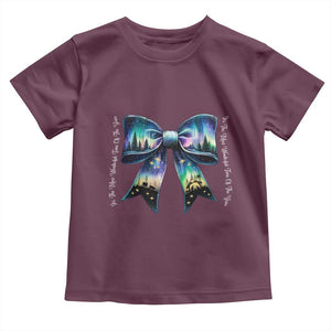 Christmas Alaska Aurora Toddler T Shirt Christian Most Wonderful Time Of The Year Coquette Bow TS09 Maroon Print Your Wear