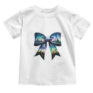 Christmas Alaska Aurora Toddler T Shirt Christian Most Wonderful Time Of The Year Coquette Bow TS09 White Print Your Wear