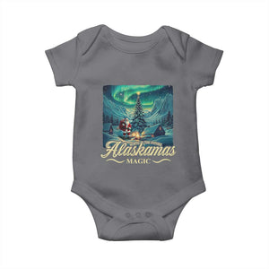 Xmas In Alaska Baby Onesie Alaskamas Magic Aurora Santa TS09 Charcoal Print Your Wear