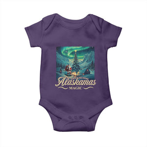 Xmas In Alaska Baby Onesie Alaskamas Magic Aurora Santa TS09 Purple Print Your Wear