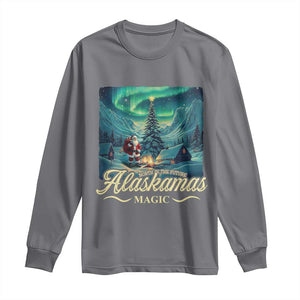 Xmas In Alaska Long Sleeve Shirt Alaskamas Magic Aurora Santa TS09 Charcoal Print Your Wear