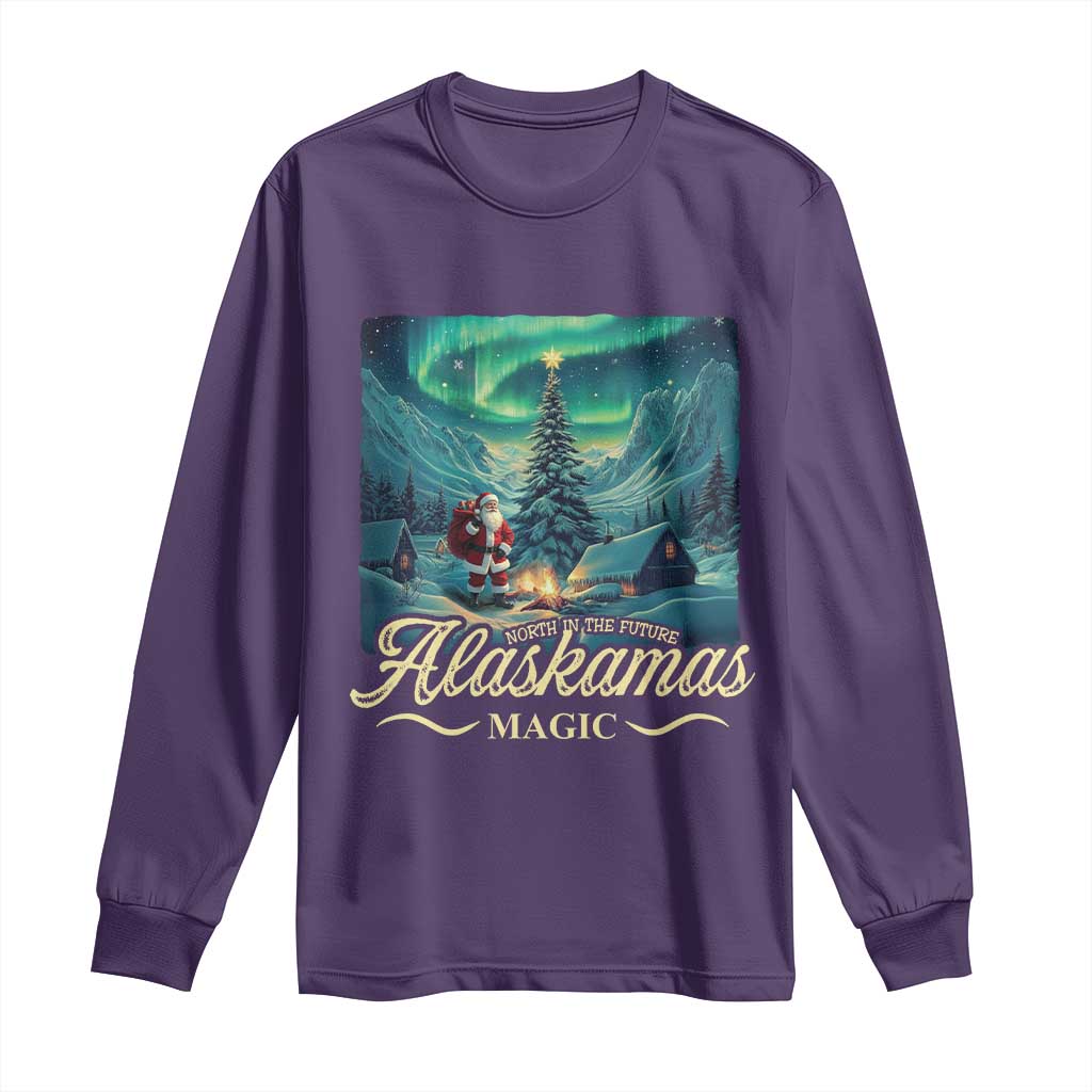 Xmas In Alaska Long Sleeve Shirt Alaskamas Magic Aurora Santa TS09 Purple Print Your Wear