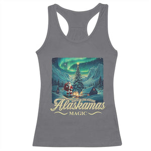 Xmas In Alaska Racerback Tank Top Alaskamas Magic Aurora Santa TS09 Charcoal Print Your Wear