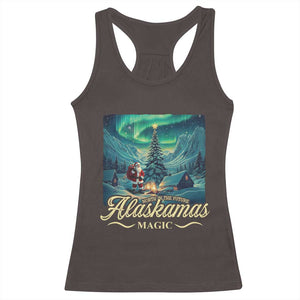 Xmas In Alaska Racerback Tank Top Alaskamas Magic Aurora Santa TS09 Dark Chocolate Print Your Wear