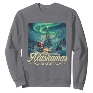 Xmas In Alaska Sweatshirt Alaskamas Magic Aurora Santa TS09 Charcoal Print Your Wear