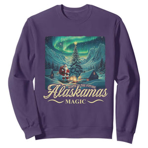 Xmas In Alaska Sweatshirt Alaskamas Magic Aurora Santa TS09 Purple Print Your Wear