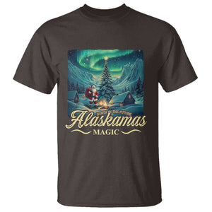 Xmas In Alaska T Shirt Alaskamas Magic Aurora Santa TS09 Dark Chocolate Print Your Wear