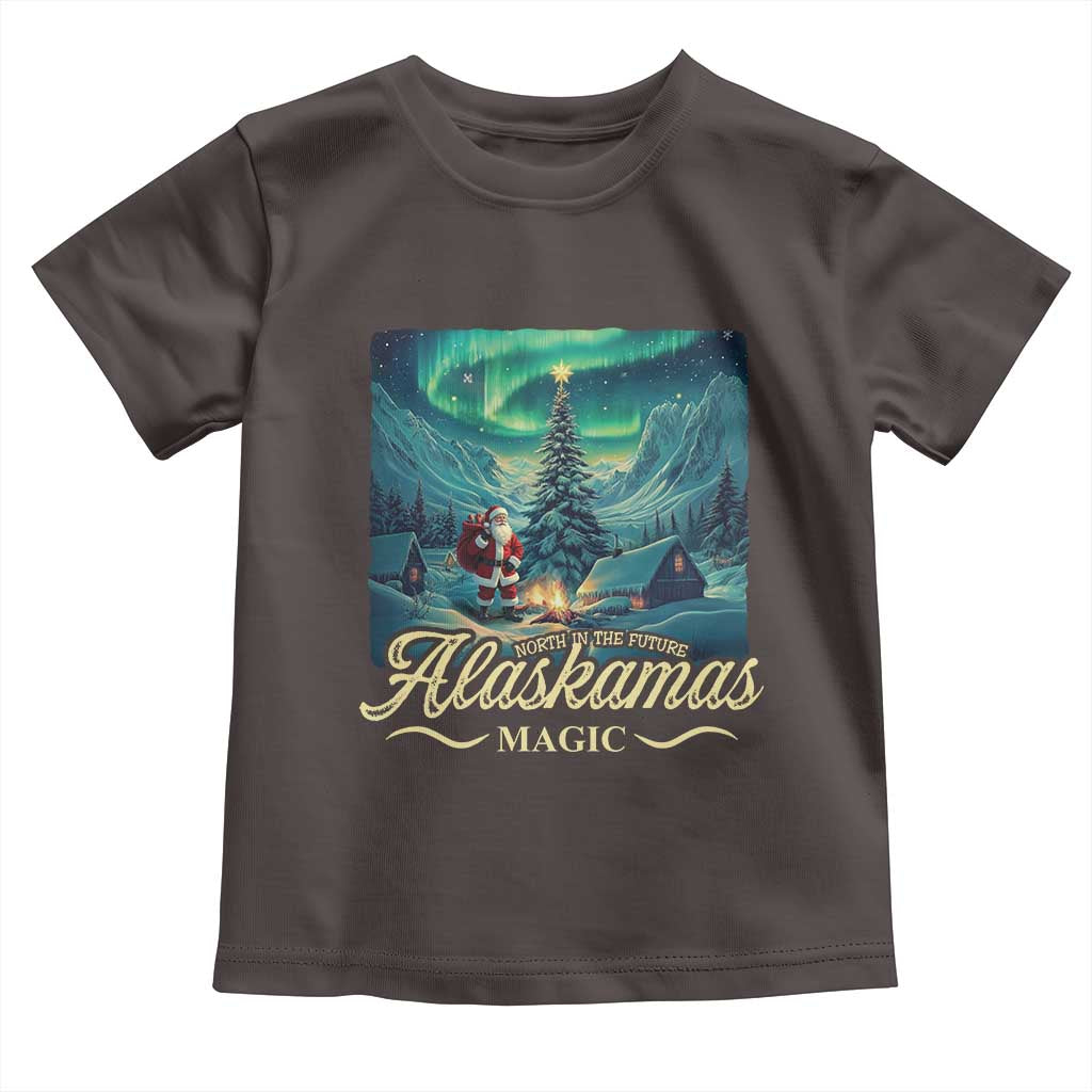 Xmas In Alaska Toddler T Shirt Alaskamas Magic Aurora Santa TS09 Dark Chocolate Print Your Wear