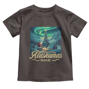Xmas In Alaska Toddler T Shirt Alaskamas Magic Aurora Santa TS09 Dark Chocolate Print Your Wear