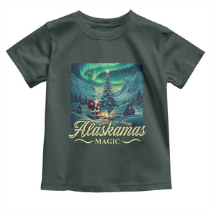 Xmas In Alaska Toddler T Shirt Alaskamas Magic Aurora Santa TS09 Dark Forest Green Print Your Wear