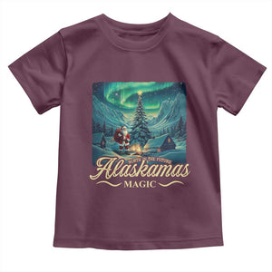 Xmas In Alaska Toddler T Shirt Alaskamas Magic Aurora Santa TS09 Maroon Print Your Wear