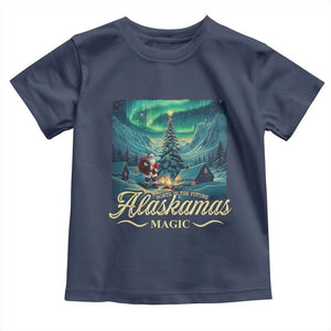 Xmas In Alaska Toddler T Shirt Alaskamas Magic Aurora Santa TS09 Navy Print Your Wear
