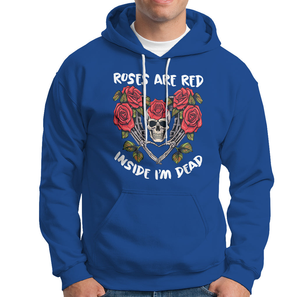 Valentine's Day Hoodie Roses are Red Inside I'm Dead Skeleton Heart Shape TS09 Royal Blue Printyourwear