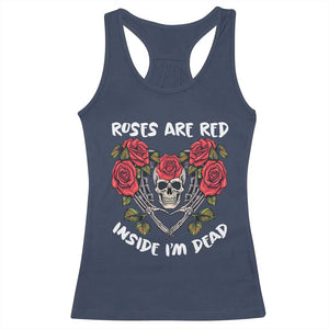 Valentine's Day Racerback Tank Top Roses are Red Inside I'm Dead Skeleton Heart Shape TS09 Navy Print Your Wear