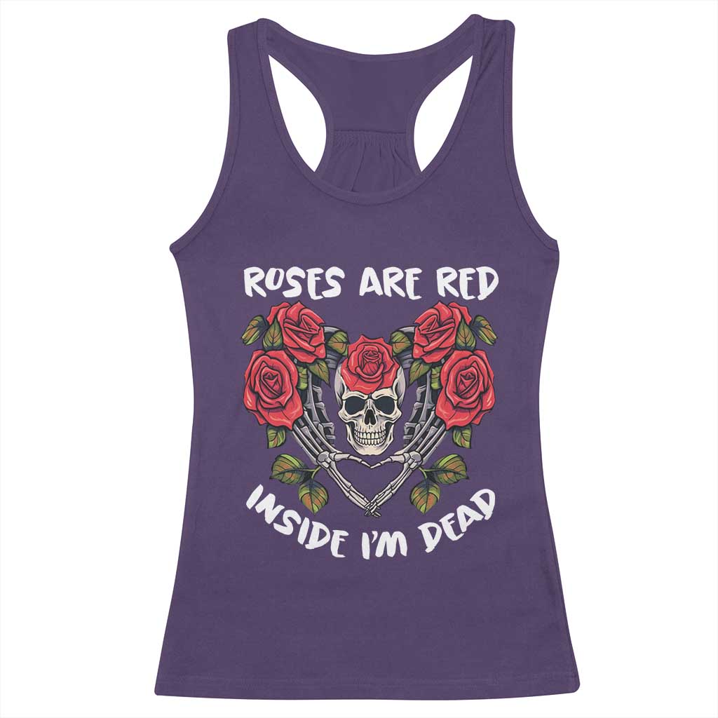 Valentine's Day Racerback Tank Top Roses are Red Inside I'm Dead Skeleton Heart Shape TS09 Purple Print Your Wear