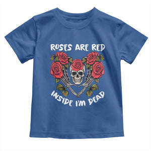 Valentine's Day Toddler T Shirt Roses are Red Inside I'm Dead Skeleton Heart Shape TS09 Royal Blue Print Your Wear