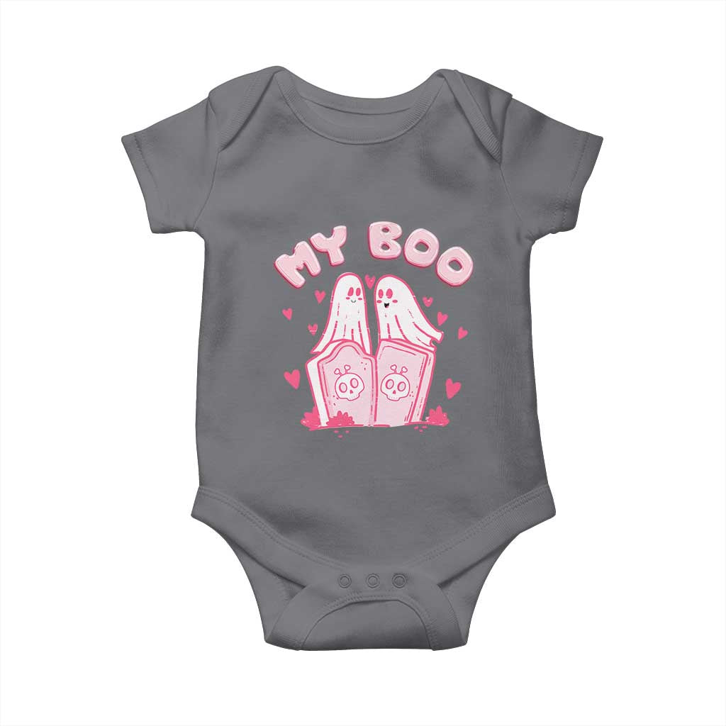 Valentine's Day Baby Onesie My Boo Cute Lover Couple Ghost TS09 Charcoal Print Your Wear