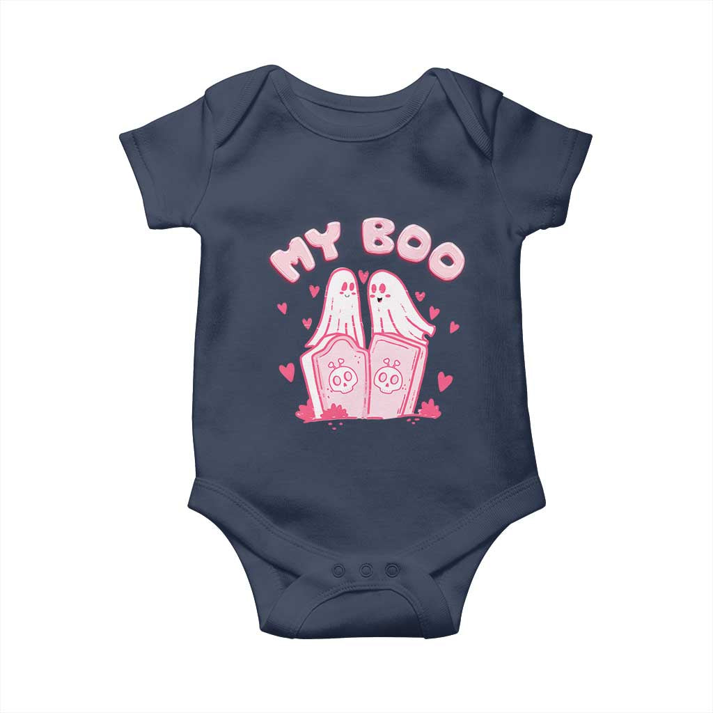 Valentine's Day Baby Onesie My Boo Cute Lover Couple Ghost TS09 Navy Print Your Wear