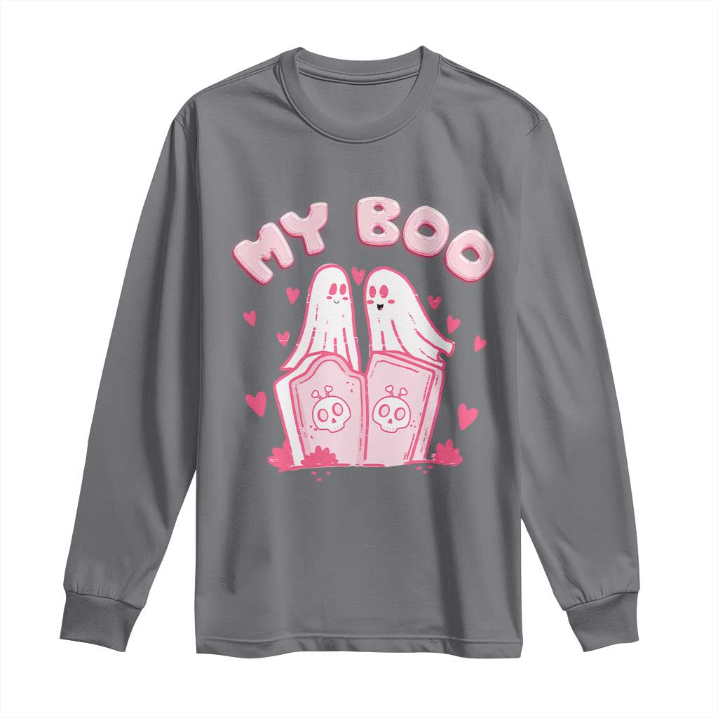 Valentine's Day Long Sleeve Shirt My Boo Cute Lover Couple Ghost TS09 Charcoal Print Your Wear