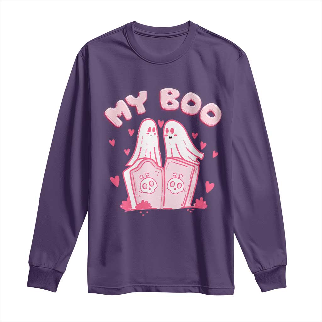 Valentine's Day Long Sleeve Shirt My Boo Cute Lover Couple Ghost TS09 Purple Print Your Wear
