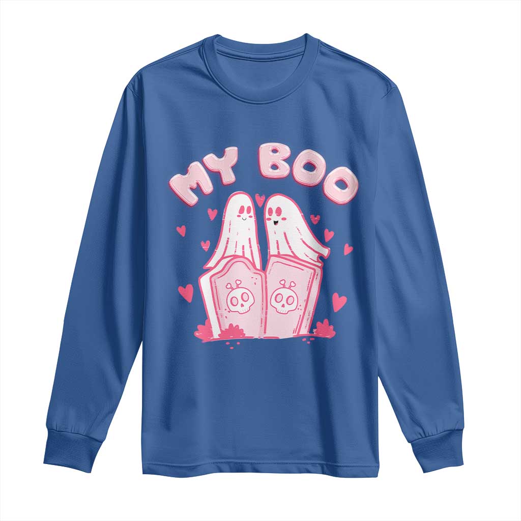 Valentine's Day Long Sleeve Shirt My Boo Cute Lover Couple Ghost TS09 Royal Blue Print Your Wear
